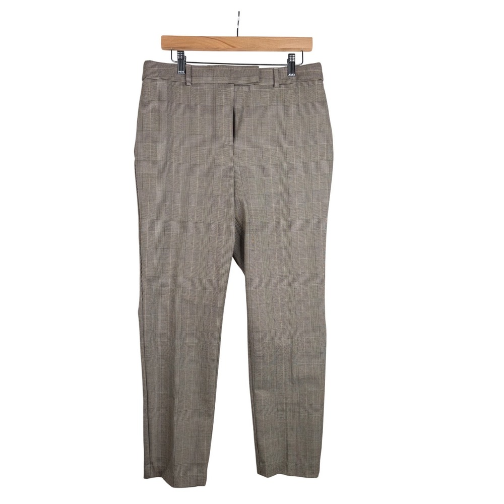 Talbots Plaid High Waist Straight‎ Leg Dress Career Pants size 10 Tan/Black